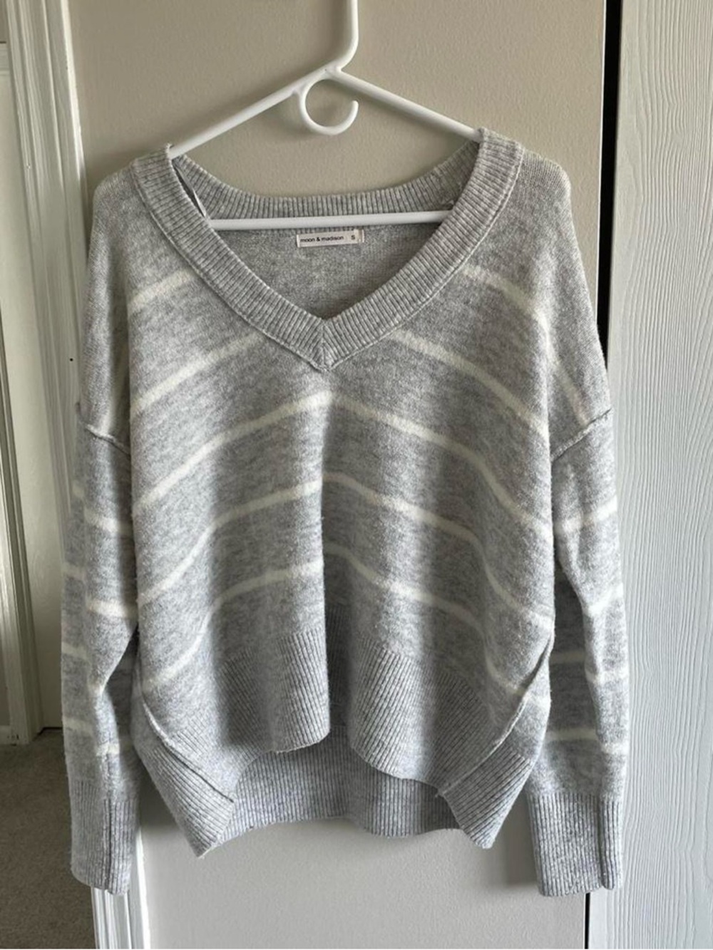 Moon & Madison Stripe V neck Sweater